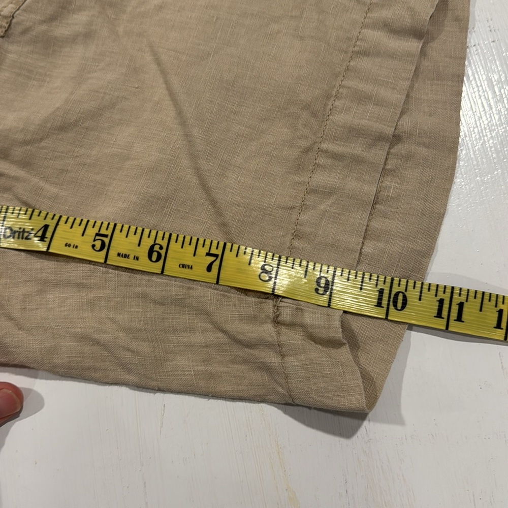 Michael Stars 100% Linen Drawstring Shorts Tan Beige Relaxed Fit Size Small - Picture 9 of 10